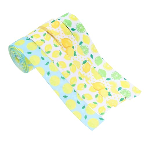 Homoyoyo 4Rollen Zitronen Ripsband Yards DIY Geschenkband für Party Dekoration Bastelprojekte und Geschenkverpackungen pro Packung mit Attraktivem Zitronenmotiv von Homoyoyo