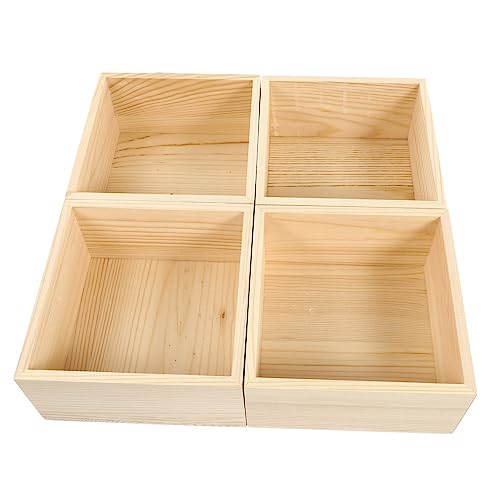 Homoyoyo 4Stücke Kleine Hölzerne Aufbewahrungsboxen DIY Organizer für Hochzeit Geschenkkarton Hochwertigem Holz für Ringaufbewahrung von Homoyoyo