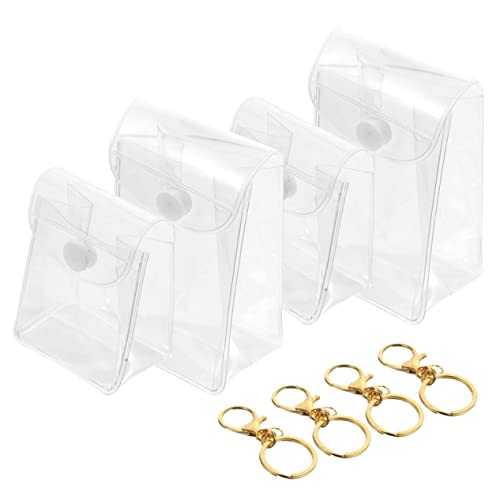 Homoyoyo 4Stücke Transparente Aufbewahrungstasche für Lippenbalsam Teiliges mit Schlüsselring Organizer für Kosmetik Schutz Präsentation von Lippenstiften von Homoyoyo