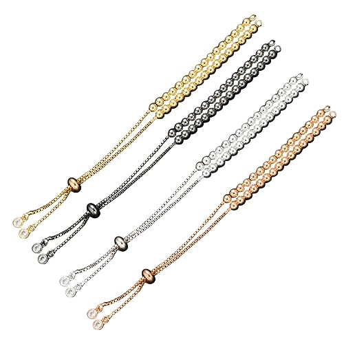 Homoyoyo 4Stücke Verstellbare Messingperlen Armbänder DIY Halbfertig Handkette Schmuckzubehör Weißgold Roségold Schwarz für Schmuckherstellung Homoyoyo 4Stücke Verstellbare Messingperlen Armbänder DIY Halbfertig Handkette Schmuckzubehör Weißgold Roségold Schwarz für Schmuckherstellung von Homoyoyo
