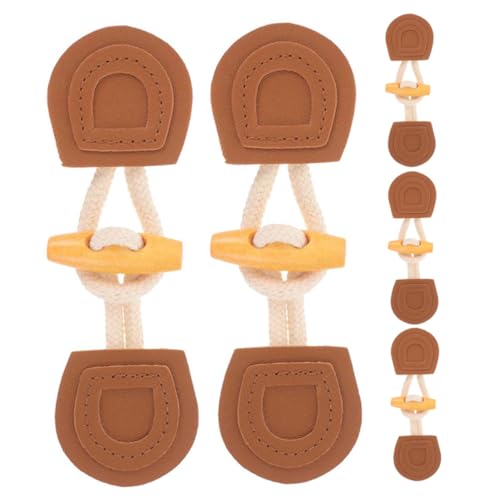 Homoyoyo 5 Paare Horn Knebelknöpfe aus Kunstleder mit Holzknopf Langlebiger Knebelverschluss für Mäntel und Jacken Einfach zu Nähen Ersatzset für Dufflecoat und Outdoorbekleidung von Homoyoyo