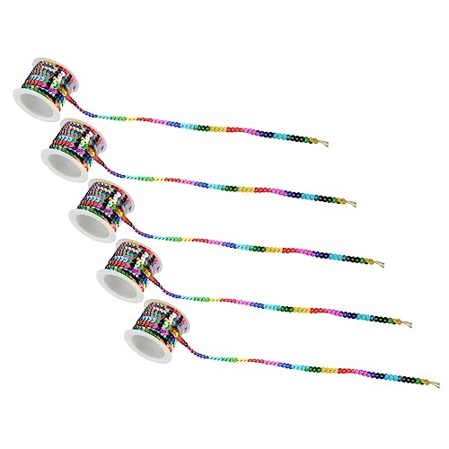 Homoyoyo 5 Rollen Bunte Pailletten Schnur Dekorative Paillettenstreifen für Kleidung Stirnbänder und DIY Projekte Glänzende Verzierungen für Bastelarbeiten und Feiern von Homoyoyo