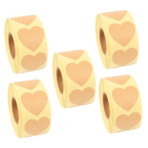 Homoyoyo 5 Rollen DIY Kraftpapier Aufkleber Selbstklebend Geschenkaufkleber Naturbraun Blanko Etiketten Für Party Verpackung Scrapbooking Geschenkdekoration von Homoyoyo