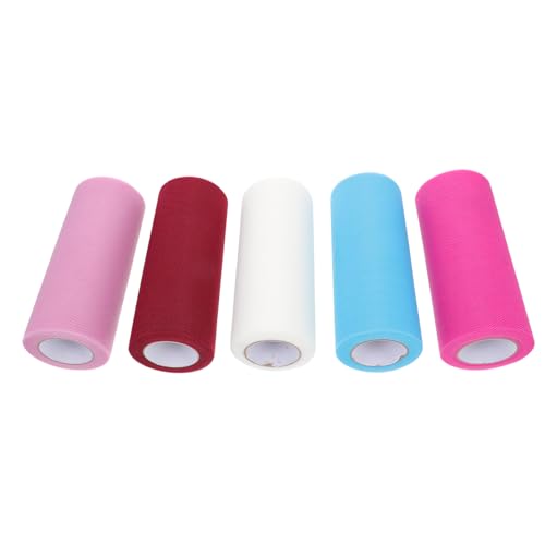 Homoyoyo 5 Rollen Mesh Gauze Roll Teiliges Set Pastellfarben Mittlere Steifigkeit Geruchsneutraler Tüllstoff Rolle Vielseitig für DIY Dekoration Brautschleier Vorhänge und Bastelarbeiten von Homoyoyo