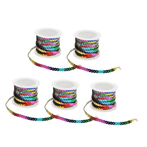 Homoyoyo 5 Rollen Paillettenband Flach Glänzend DIY Schmuck Bastelband Nähen Kleid Verzierungen Zubehör von Homoyoyo