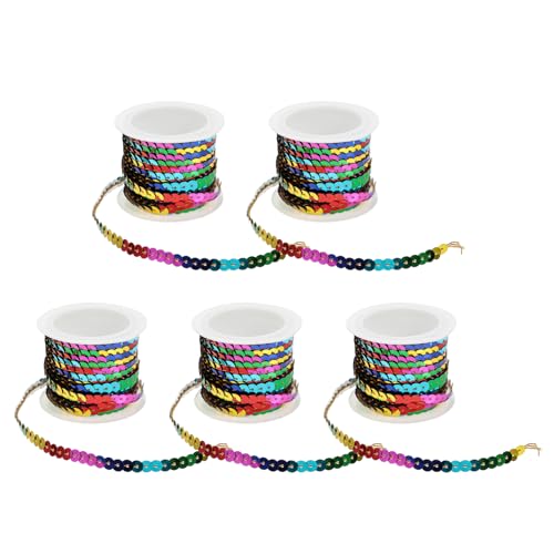 Homoyoyo 5 Rollen Paillettenband Flache Pailletten Schnur für DIY Bastelprojekte Glänzende Dekoration für Kleidung Haarschmuck Blumenarrangements und Mehr von Homoyoyo