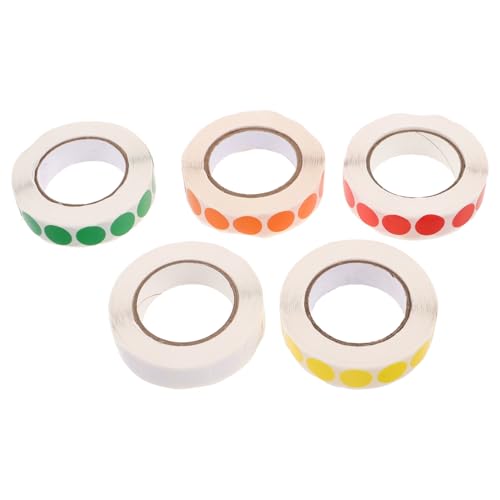 Homoyoyo 5 Rollen Selbstklebende Runde Etiketten für Dokumente Proben und Lagerverwaltung Farbenfrohe Labels für Büro und Klassenzimmer von Homoyoyo