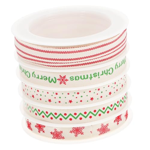 Homoyoyo 5 Rollen Weihnachtsband aus Baumwolle mit Buchstaben und Sternmotiv Geschenkband für Geschenkverpackung Blumenarrangements und Weihnachtsbaumdeko Strapazierfähig und Vielseitig Homoyoyo 5 Rollen Weihnachtsband aus Baumwolle mit Buchstaben und Sternmotiv Geschenkband für Geschenkverpackung Blumenarrangements und Weihnachtsbaumdeko Strapazierfähig und Vielseitig von Homoyoyo