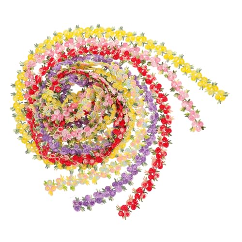Homoyoyo 5 Sätze Blumen-Spitzenband trimmt Blumenbesatz schmücken Rüsche bunt Zubehör gehäkelte Spitzenbesatz bestickter Spitzenstoff Häkelband floral bestickter Spitzenbesatz Polyestergarn von Homoyoyo