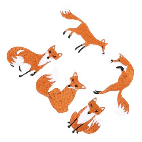 Homoyoyo 5 Stück Bestickte Fuchs Aufnäher zum Aufbügeln Verschiedene Formen Langlebige Textil Patches für Jacken Schuhe Hüte Taschen Vielseitige DIY Kleidung Dekoration von Homoyoyo