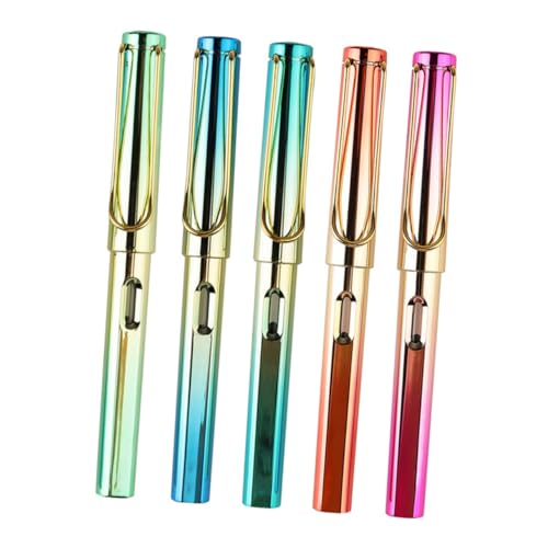 Homoyoyo 5 Stück Bunte Metallfeder Füllfederhalter Teilig für Schüler Üben von Schreibtechniken und Kalligrafie Praktische Schreibwaren für Alltag von Homoyoyo