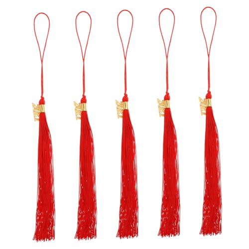 Homoyoyo 5 Stück Doktorhut Quaste Abschlusskappe Anhänger Rot Graduation Tassel für Doktor Bachelor Abschlussfeier Dekoration und Souvenir von Homoyoyo