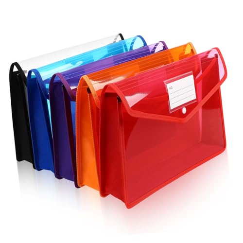 Homoyoyo 5 Stück Plastiktüte Knopfschnalle Aktentaschen Aktenumschläge aus Kunststoff mit Verschluss Aktenordner für den Schrank Klare Taschen Dateiordner in Buchstabengröße Bürobedarf pp von Homoyoyo
