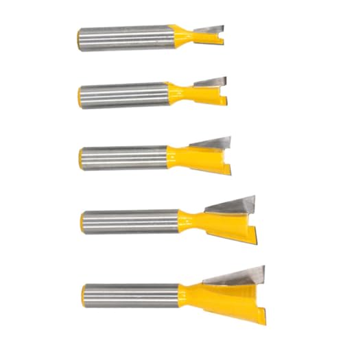 Homoyoyo 5 Stück Teiliges Dovetail Fräser Trimmer Bits Halbabgedeckt und Durchlaufend Schwalbenschwanzfräser Verschleißfest mit Hitzebeständiger Beschichtung für Präzises Holzfräsen von Homoyoyo