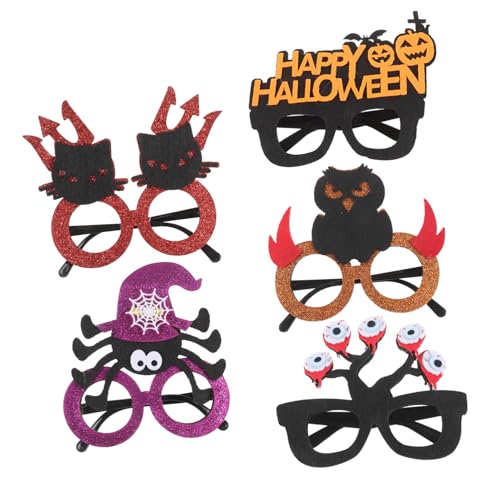 Homoyoyo 5 Stück Teiliges Halloween Brillen mit Gruseligen Partyrahmen aus Leichtem Kunststoff und Filz Lustige Karnevalsbrillen für Halloween Kostümfeste und Foto Spaß Geeignet für von Homoyoyo