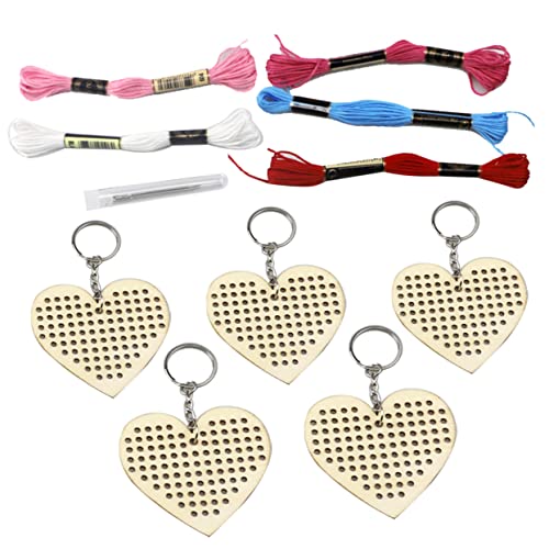Homoyoyo 5 Stück Teiliges Holz Kreuzstich Set Herzform Diy Stickerei Kit mit Baumwollfaden und Stumpfer Nadel Sichere Glatte Oberfläche als Lesezeichen und Homoyoyo 5 Stück Teiliges Holz Kreuzstich Set Herzform Diy Stickerei Kit mit Baumwollfaden und Stumpfer Nadel Sichere Glatte Oberfläche als Lesezeichen und von Homoyoyo