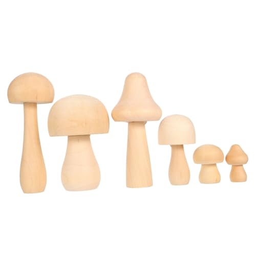 Homoyoyo 5 Stück Teiliges Holzpilz Deko zum Bemalen DIY Holzpilze zum Gestalten Handwerk Blanko Oberfläche Fördert Kreativität und Motorische Fähigkeiten Leicht und Sicher von Homoyoyo
