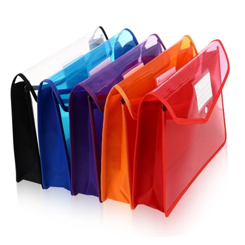 Homoyoyo 5 Stück Teiliges Kunststoff dokumententaschen mit Druckknopf Transparente mit Etikettenfach Bunte Farbige Kunststoff sammelmappen für Büro Schule Sichere Aufbewahrung Praktische Homoyoyo 5 Stück Teiliges Kunststoff dokumententaschen mit Druckknopf Transparente mit Etikettenfach Bunte Farbige Kunststoff sammelmappen für Büro Schule Sichere Aufbewahrung Praktische von Homoyoyo
