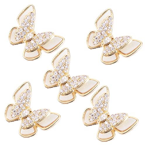 Homoyoyo 5 Stück Teiliges Nagel mit Doppellagigen Schmetterling Charms Gold Kreative Nail Art DIY Patches für Mädchen Verarbeitung Eleganter Nagelschmuck für Maniküre von Homoyoyo