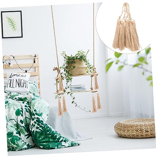 Homoyoyo 5 Stück Teiliges Natürliche Jute Quasten für DIY Bastelprojekte Robust Langlebig Rustikaler Stil als Geburtstagsgeschenk für Frauen Handgefertigte Dekoration von Homoyoyo