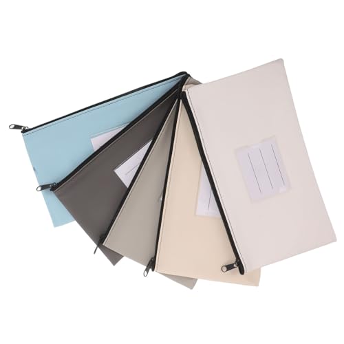 Homoyoyo 5 Stück Teiliges PU Leder Geldtaschen mit Reißverschluss und Label Multifunktionale Aufbewahrungstaschen für Quittungen Karten und Dokumente Robust Vielseitig für Büro Zuhause und von Homoyoyo