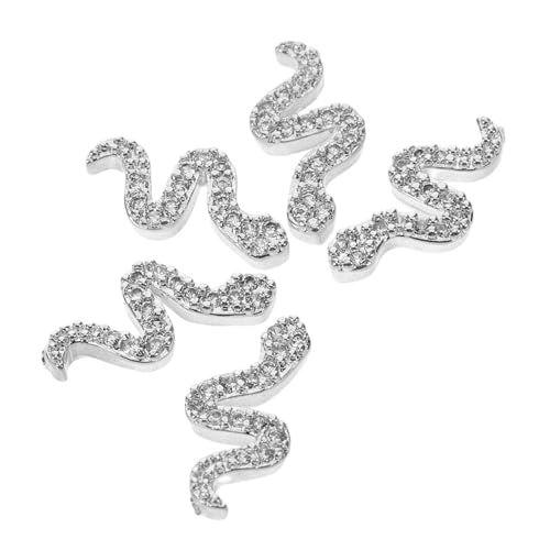 Homoyoyo 5 Stück Teiliges Schlangen Nail Art Charms aus Robustem Metall mit Funkelnden Zirkonia Strasssteinen Langlebig für Gothic Maniküre und Nageldesign Schmuck von Homoyoyo