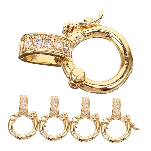 Homoyoyo 5 Stück Teiliges Schmuckverschlüsse aus Rund Mikrobefasst mit Zirkonia Robuste Verbinder für Armbänder und Halsketten DIY Schmuckdekoration Goldfarben von Homoyoyo