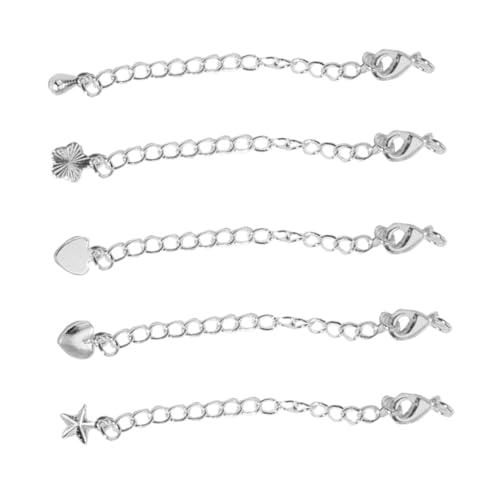 Homoyoyo 5 Stück Teiliges Silberfarbene Lobster Clasp Kettenverlängerung Karabinerverschluss für Halsketten Armbänder Schmuck DIY Zubehör von Homoyoyo