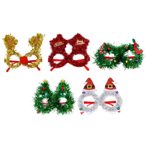 Homoyoyo 5 Stück Teiliges Weihnachtsbrillen Rahmen Lustige Partybrille Bunte Weihnachtsdeko Fotorequisite für Weihnachtsfeier Erwachsene und Festliche Brillenrahmen von Homoyoyo