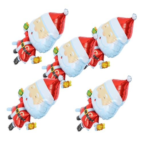Homoyoyo 5 Stück Teiliges Weihnachtsfolienballon Santa Claus und Weihnachtsbaum Langlebige Aluminiumfolie Vielseitig Dekorativ für Party Fenster Decke Kindgerechte Festliche Weihnachtsdeko von Homoyoyo