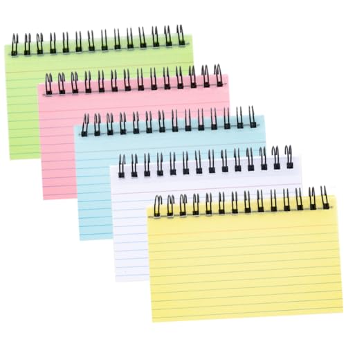 Homoyoyo 5 Stück Tragbare Spiral Notizblöcke Abreißbare Notizpads Gelb Grün für Schule Büro für Notizen und DIY Planung von Homoyoyo