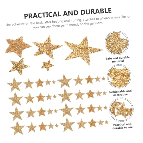 Homoyoyo 50 Stück Aufbügelbare Strass Bügelflicken Stern Glitzer Patches Aufnäher für Kleidung Schuhe Taschen DIY Reparatur Applikationen von Homoyoyo