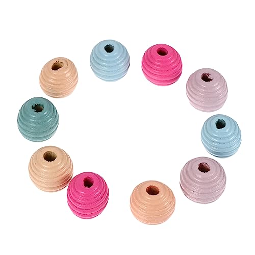 Homoyoyo 50 Stück Bunte Holzperlen Teiliges für DIY Schmuckherstellung Bastelperlen mit Schraubengewinde für Armbänder und Kreative Dekorationen von Homoyoyo