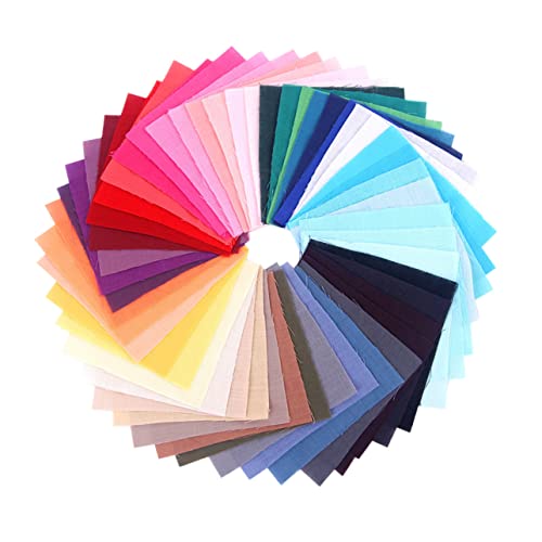Homoyoyo 50 Stück Feste Farbgewebe Patchwork -Set Baumwolle bestickter Baumwollstoff Stoffe Bausätze bündeln quadratisches Stofftuch Steppstoff nähen Stoffbündel selber machen Bastelstoff von Homoyoyo