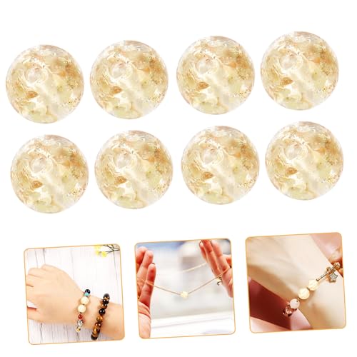 Homoyoyo 50 Stück Glasperlen Goldene Leuchtende Schmuckperlen Runde Spacer Beads für Armband und Halskette DIY Bastelperlen zum Auffädeln Hautfreundlich und Langlebig von Homoyoyo