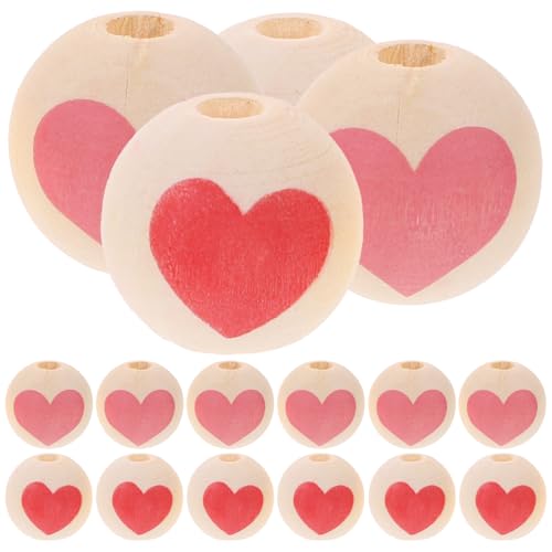 Homoyoyo 50 Stück Herzförmige Holzperlen für DIY Schmuck Rot und Rosa für Valentinstag Bastelprojekte Armbänder und Dekoration von Homoyoyo