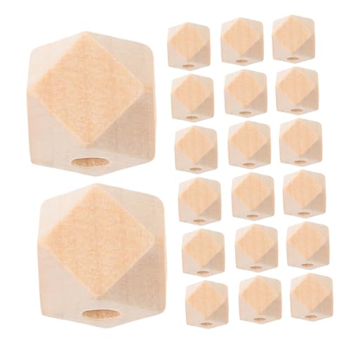 Homoyoyo 50 Stück Holz Hexagon Perlen Facettierte Polygon Holzperlen Unlackiert DIY Schmuck Spacer Charms für Basteln und Heimdekoration von Homoyoyo