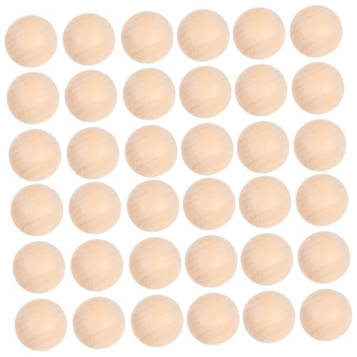 Homoyoyo 50 Stück Holzperlen bastelzeug bastelmaterial bastel material runden Lotus Rundes Handwerk Hartholz ohne Loch kleine Bälle runde Holzkugel Bastelperlen selber machen Bambus von Homoyoyo