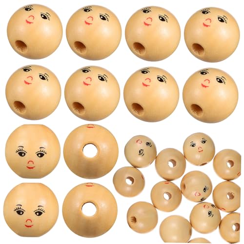 Homoyoyo 50 Stück Holzperlen mit Gesicht Runde Unbehandelte Holzperlen zum Auffädeln für DIY Bastelarbeiten Makramee Schmuckherstellung Kinderhandwerk Homoyoyo 50 Stück Holzperlen mit Gesicht Runde Unbehandelte Holzperlen zum Auffädeln für DIY Bastelarbeiten Makramee Schmuckherstellung Kinderhandwerk von Homoyoyo