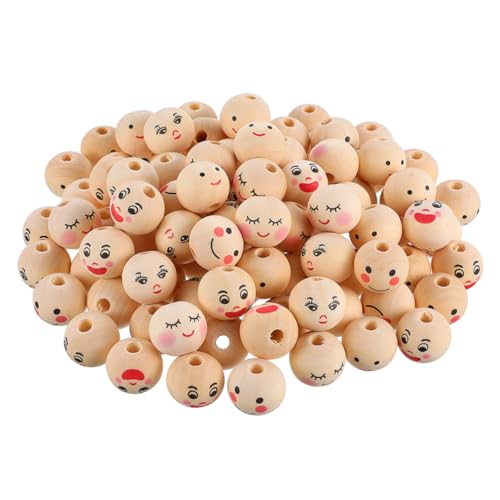Homoyoyo 50 Stück Holzperlen mit Gesicht für DIY Basteln Ausdrucksstarke Holzperlen zum Schmuckherstellen Unlackierte für Armbänder Kreative Bastelperlen für Altersgruppen Homoyoyo 50 Stück Holzperlen mit Gesicht für DIY Basteln Ausdrucksstarke Holzperlen zum Schmuckherstellen Unlackierte für Armbänder Kreative Bastelperlen für Altersgruppen von Homoyoyo