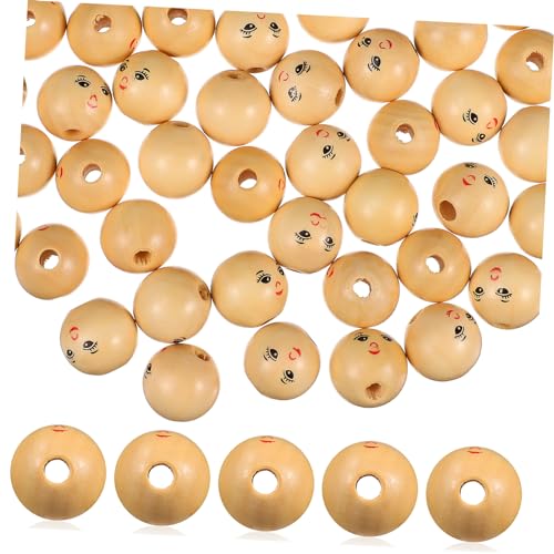 Homoyoyo 50 Stück Holzperlen mit Lächelndem Gesicht Runde Bastelperlen für DIY Schmuck Armbänder Dekorationen und Handarbeiten Homoyoyo 50 Stück Holzperlen mit Lächelndem Gesicht Runde Bastelperlen für DIY Schmuck Armbänder Dekorationen und Handarbeiten von Homoyoyo