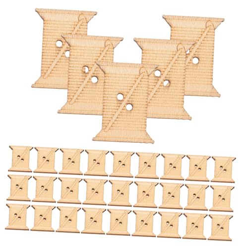 Homoyoyo 50 Stück Holzwickelbrett Nähgarn-Organizer Nähmaschine Nähspule Kreuzstich-Garnspule Nähen Strickwerkzeug Holzstricker Nähgarnspule Webwerkzeug Strickmaschine Beige von Homoyoyo