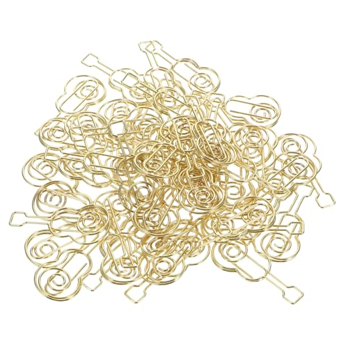 Homoyoyo 50 Stück Musik Büroklammern Geigenform Goldene Papierclips für Dokumente Notizen und Kreative Gestaltung als oder Deko für Karten und Notizbücher von Homoyoyo