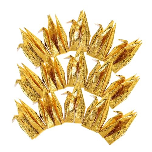 Homoyoyo 50 Stück Origami Dekoration Perlmutt Papier Kraniche Goldfarben Hängend Leicht Für Hochzeiten Raumdeko Diy Handgefertigt von Homoyoyo