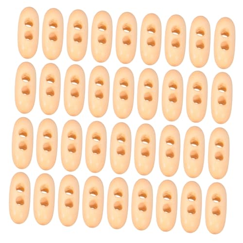 Homoyoyo 50 Stück Ovale Holz Knebelknöpfe mit Doppelöffnung Stabile Sichere Nähknöpfe für DIY Mantel Pullover Tasche Hut Natürliche Schicke Holzknöpfe für Bastelprojekte von Homoyoyo