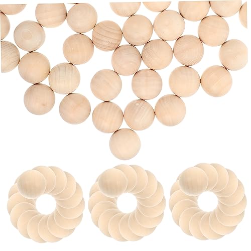 Homoyoyo 50 Stück Porlose runde Holzperlen klein Bauernkugelperlen Handwerk DIY-Ball DIY Perlen aus massivem Holz Holzkugeln DIY-Perlen Holzperlen basteln selber machen runde Kugel aus Holz von Homoyoyo