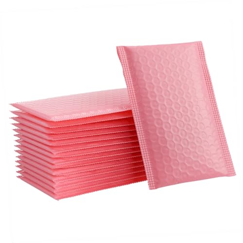 Homoyoyo 50 Stück Rosa Luftpolster Versandtaschen Gepolstert mit Verstärkter Versiegelung Reißfest und Stoßdämpfend Selbstklebend für Schmuck Kosmetik und Kleine Produkte von Homoyoyo