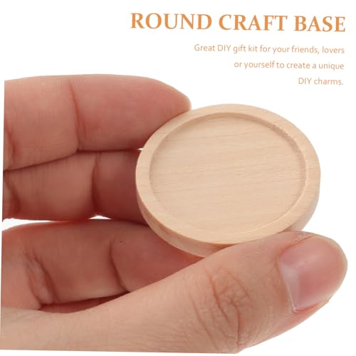 Homoyoyo 50 Stück Runde Holzschalen Anhängerbasis Außendurchmesser Innendurchmesser Khaki Schmuck DIY Broschennadeln Cabochon Lünette Tablett für Handgefertigte Schmuckherstellung von Homoyoyo