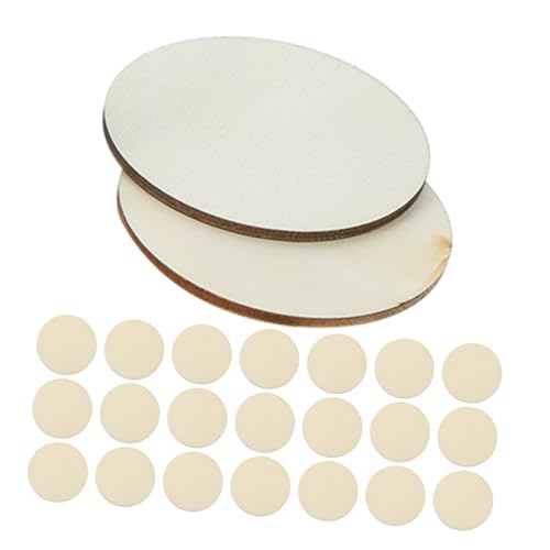 Homoyoyo 50 Stück Runde Holzscheiben Naturbelassen Stärke Blanko Holzplättchen zum Basteln Gravieren Malen DIY Holzscheiben für Dekoration Weihnachtsanhänger von Homoyoyo