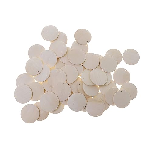 Homoyoyo 50 Stück Runde Holzscheiben mit Loch Naturbelassen Beidseitig Geschliffen DIY Holzstücke zum Basteln Scrapbooking Hochzeit Dekoration Kreative Holzembleme für Kunstprojekte von Homoyoyo